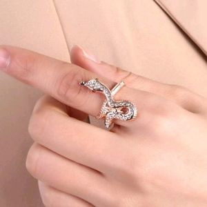 Rose gold rhinestone snake ring